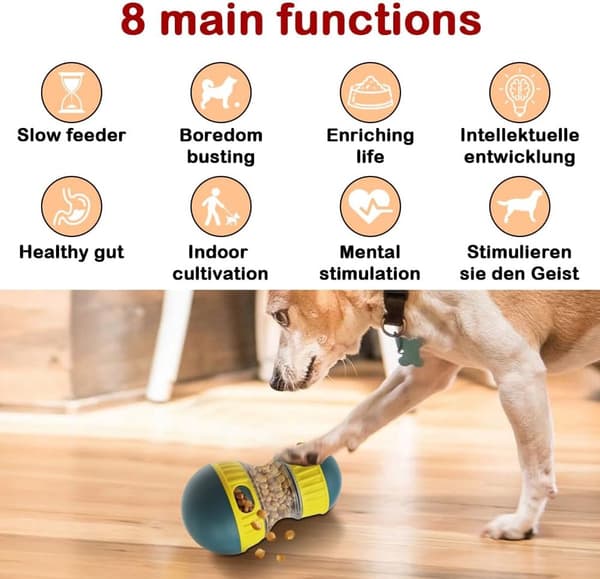 Hundesnackbold - Interaktiv Langsom Foderdispenser - Puslespilslegetøj til Hunde Katte - Justerbart Foderudløserlegetøj Colour One size