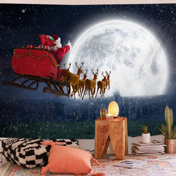 Jultapet Väggdekor, Jultomten och Älg Gobeläng Estetisk Gobeläng Väggdekor för sovrum, vardagsrum, 60 X 50 tum (älg)
