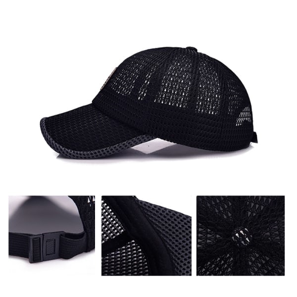 Mesh kasket til mænd Justerbar åndbar kasket mænd Sort onesize Sort Black one size