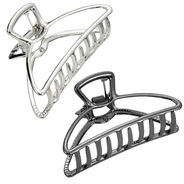 Hårklämmor, Metall Hårklämma Barrette Klämma Käke för Kvinnor (2, Svart + Silver)
