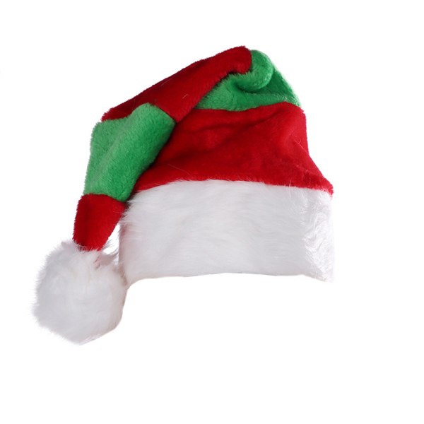 2-pak julehatte i plysj til voksne og barn - Rød og grønn rutete