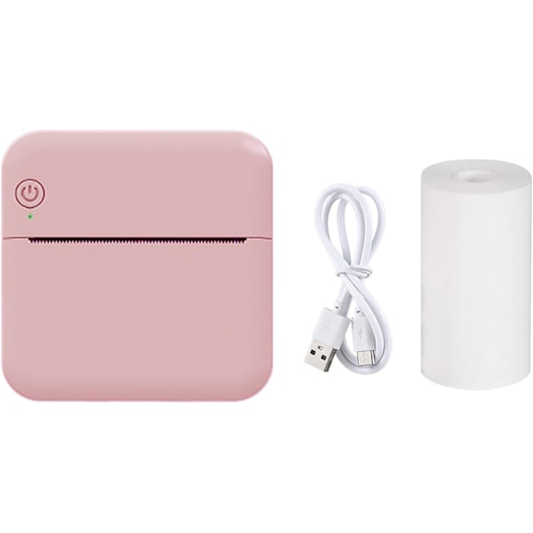Mini Lomme Termisk Printer, Smartphone Fotoprinter, 203DPI Fotoprint, Understøtter BT-Forbindelse til Smartphone, med 1 Papirrulle 57mm (Pink)