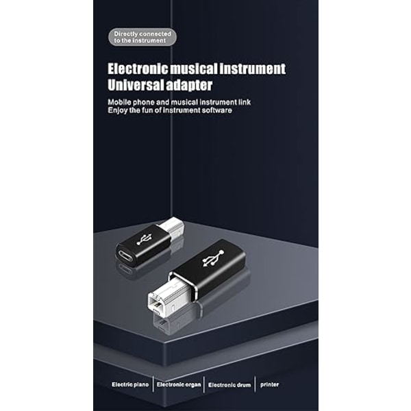 USB C til USB B adapter (2-pak), kompatibel med printere, MIDI,