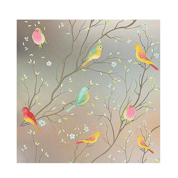 Stained Glass Window Film, Privacy Film, Decorative Film, Frosted Glass Film, Static Adhesive Bird Window Decal