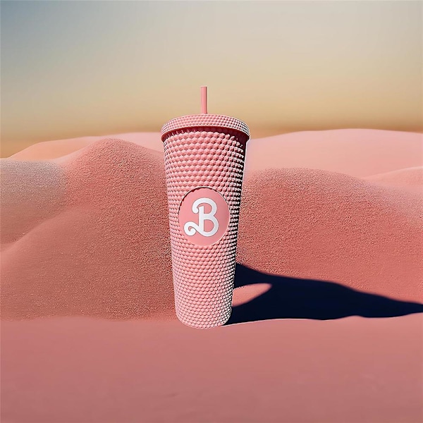 Movie Barbie Nailed Tumbler Drikkekrus med Sugerør Vandflaske Kreative GaverBY Rubber Pink