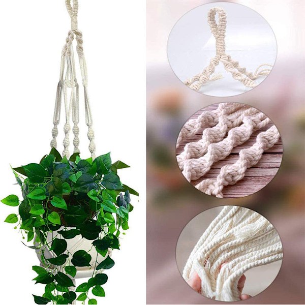 2 stk. Macrame planteophæng hængende planteholder kurv, stil 2