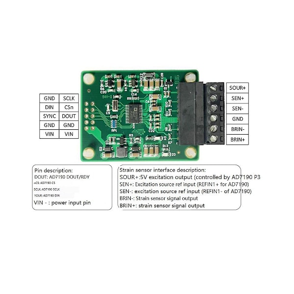 Ad7190 Adc Høy Presisjon Spenningsmålingsmodul 24-bit Trykkmålingskortmodul Spenning