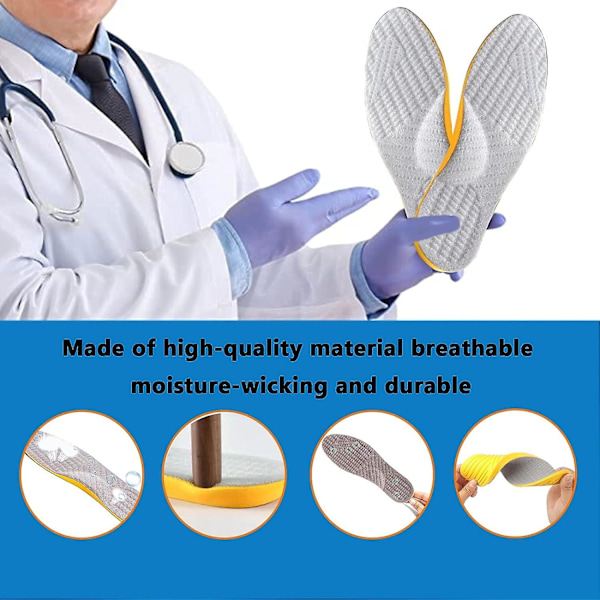 Supinationsulor för överpronation & högt hålfotsstöd, ortotiska inlägg för fotjustering, knäsmärta, bågben, O/x-formade ben Size  39-40