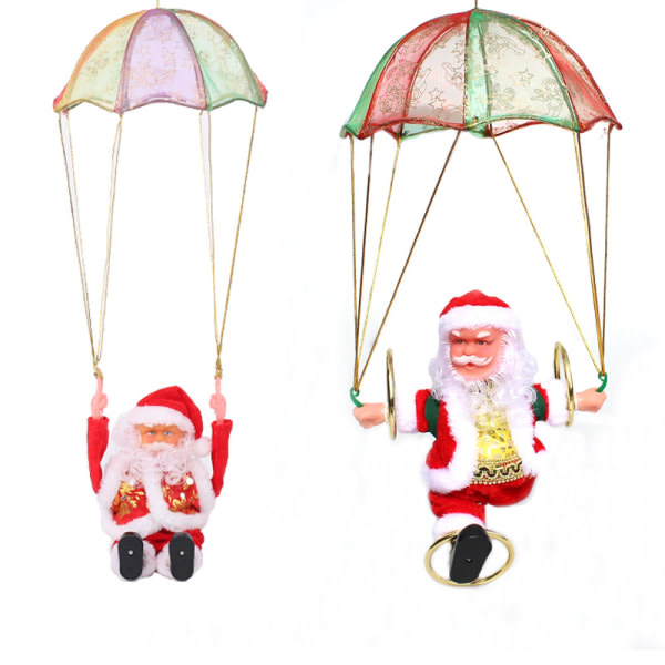 2 st Santa Claus fallskärm kullerbytta elektrisk musik Julklappar presentdekorationer Juldekorationer 18*10*13cm