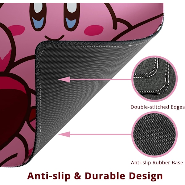 Gaming Mousepad Stor med Syet Kant, Japansk Anime Mousepad til Skrivebord, Udvidet XL Langt Fuldt Skrivebord Mousepad med Anti-Slip Bund, Sød Skrivebordspude