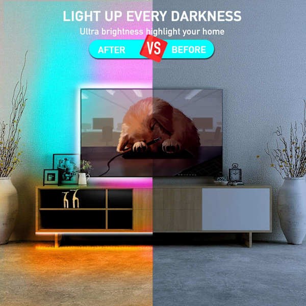 LED-ljusremsa, 10m LED-ljusremsor med 44-knappars fjärrkontroll, flexibel 5050 RGB-färgväxlande LED-belysning för sovrum, fest 30M