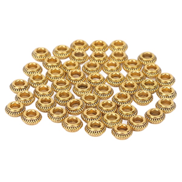 50 stk. Harde Dreadlocks Perler Sink Legering Hår Skjegg Dekor Rings DIY Smykker Tilbehør Gull 0.1