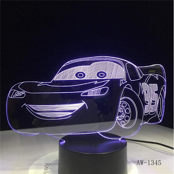 Wekity Pojkar Födelsedagspresent Lightning Mcqueen Route 66 Din Racing Bil 3d 7 Färglampa Visuell Led Nattlampa För Barn Touch Usb Bordslampa