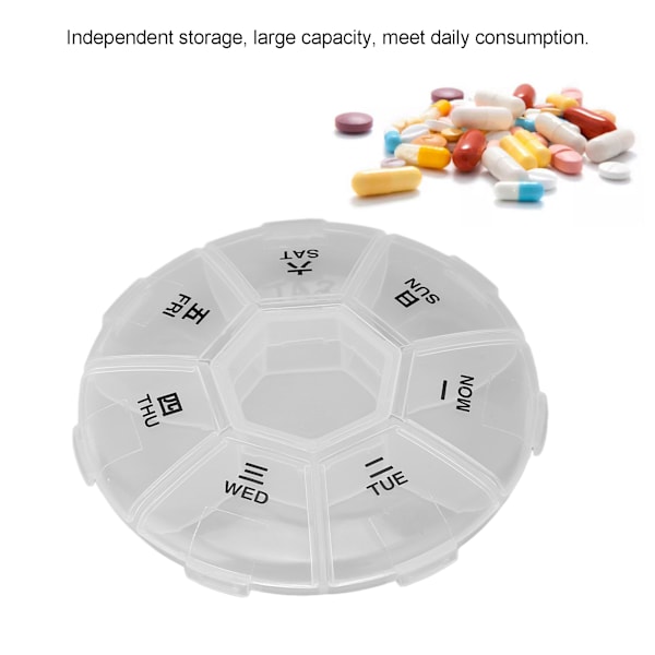 2 st Veckomedicinbox Äldre Anti-Glömska Medicinförpackningsbox Transparent Rund 7 Dagars Pillerfodral för Resor