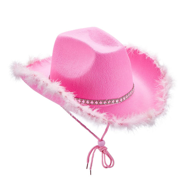 Kvinde Tiara Cowgirl Hat Western Party Hat Tilbehør Disco Kostume Cowboy Hat Pink