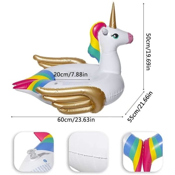 IC Unicorn Badring Uppblåsbar 60cm Barnpool Flytleksak med Snabbventil