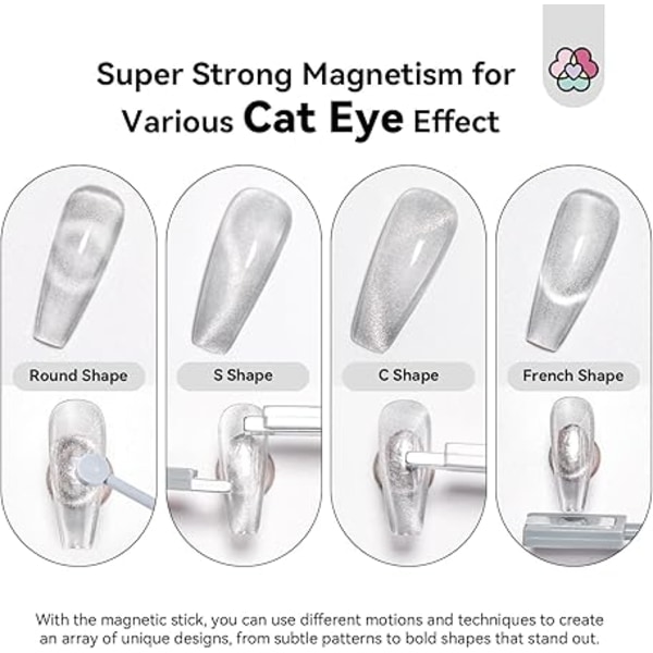 9 st Nagelkonstverktyg Magnetisk Penna Nagelkonst Magnetisk Stav för 3D Kattöga Gel Nagellack
