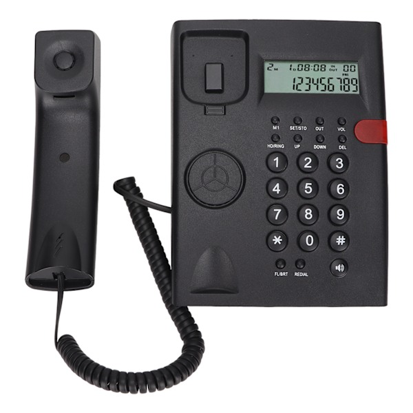 K010A-1 Telefon med sladd, nummerpresentationsfunktion, handsfree-samtal, fast telefon för hemmakontor och hotell