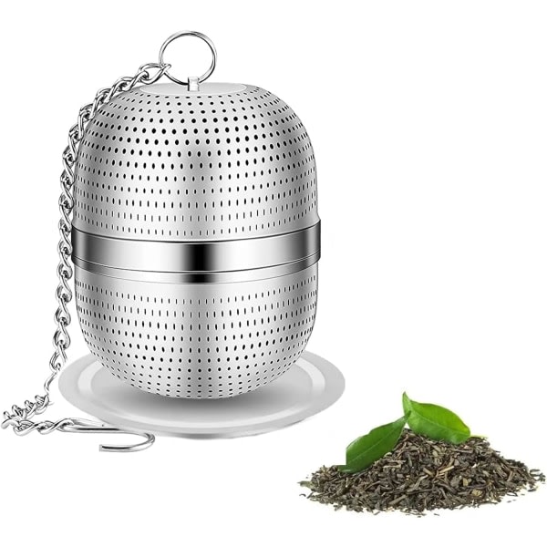 Teinfuser för löst te, rostfritt stål teinfuser Mesh Te- och örtbollssil, tebollssilar Infuser med dropbrickor