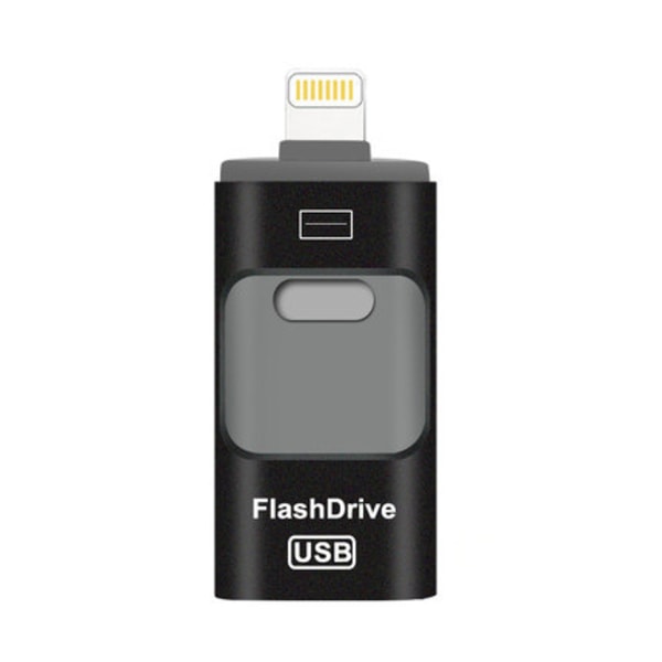 Flash-muisti, 3-in-1 USB 3.0 -muistitikku, valokuvien tallennus ulkoinen tallennustila peukaloasema iPhone iPad Android-tietokoneelle 64 Gt - Kulta Musta Black 64GB