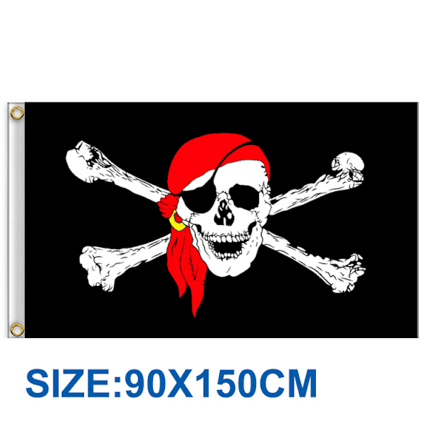 90 x 150 cm - Piratflag med 2 metaløjer, vejrbestandigt