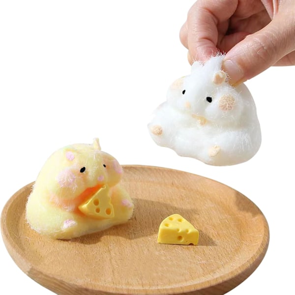 2 stk. Bløde Hamster Squishies, Stressaflastende Hamster Legetøj, Fidget Squishies Legetøj Hamster til Børn & Voksne Squishies Sensory Legetøj
