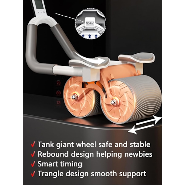 Ab Roller Hjul Automatisk Återfjädring Hemmabuktränare Styrketräningsutrustning Med Tjock Knäskyddsmatta För Nybörjare Core Workout