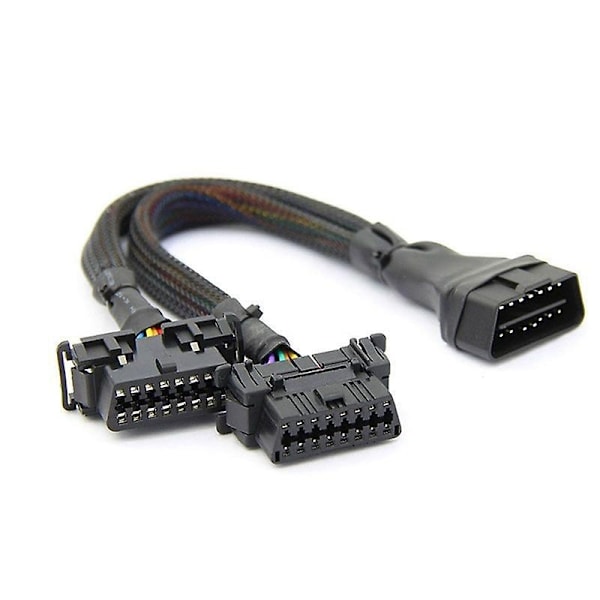 1 OBD2 -jatkokaapeli OBDII uros - 2 naarasjakaja auton tietokoneen liittimen muunnospistoke - WELLNGS