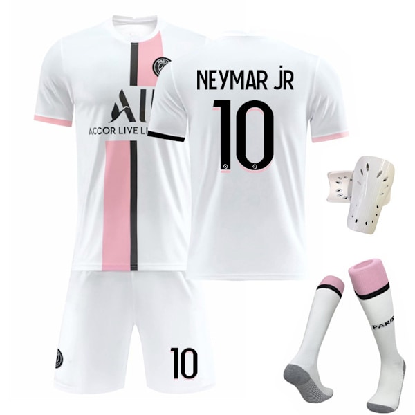 2122 Paris bortatröja vit Neymar fotbollströja+strumpor+skyddsutrustning 20(110-120cm)