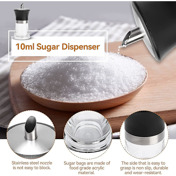 Sukkerdispenser Hældetud Shaker, Sukkerbeholder Sukker Shaker Krydderiopbevaringsbeholder, 100 ml