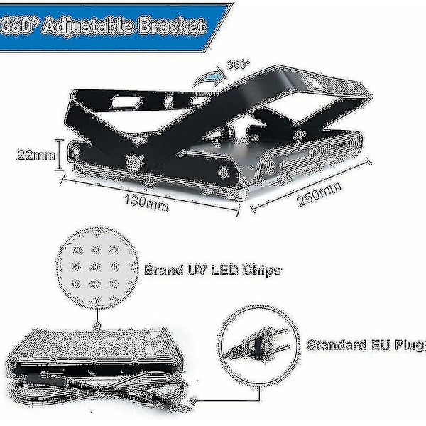 2 stk. 100W UV LED Spotlight Blacklight IP65 Vandtæt, Ultraviolet LED Lampe, Effektbelysning til Akvarium, Fest, Neonmaling, Fluorescerende P