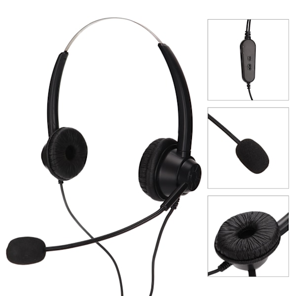 H360DRJ9MVA RJ9 Business Headset Binaural Telefon Hörlurar med Mikrofon Mute Justerbar Volym och 6-Hastighets Linje Sekvens