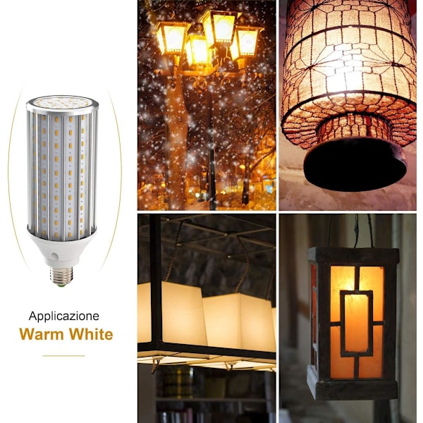 LED-lampa E27 60W 3000K 5850LM 160X5730SMD Majslampa, 550W Högeffekts Aluminiumomvandlarlampa, LED-gatubelysning, 360 Graders Strålkastare