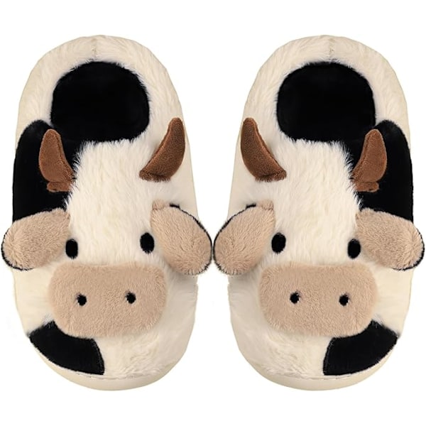 Cartoon Ko Slippers i Bomull, Vinter Inomhus & Utomhus Slippers