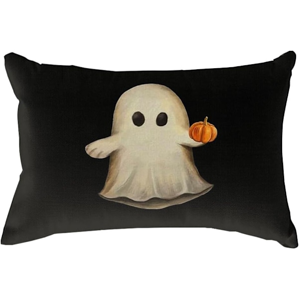 Halloween spooky cover 12x20 inch, white ghost pillow