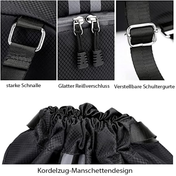 Gym Bag Fotboll Väska Ryggsäck med Dragsko Justerbar Dragsko Gym Bag Vattentät Sportväska för Män Kvinnor Barn Ungdomar