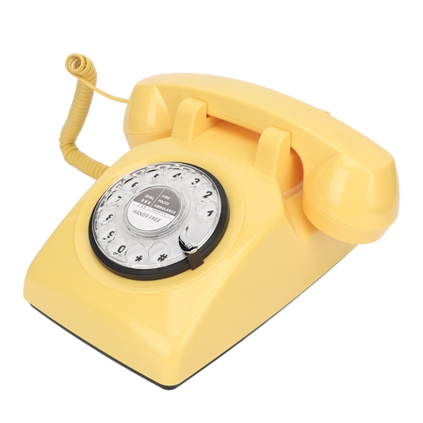 Klassinen simulointi Retro Rotary -puhelin, Vintage mekaaninen soittoäänipuhelin kotitoimistoon, keltainen