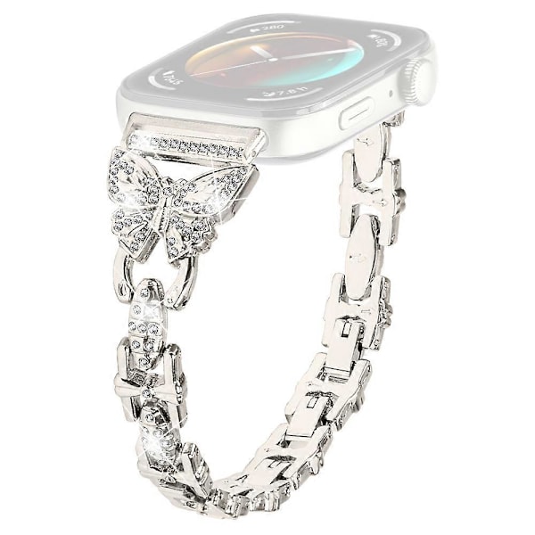 Armbånd til Huawei Watch Fit 3 med sommerfugldesign og rhinsteinsdekorasjon, rustfritt stål, flerfarget Multicolor Style D