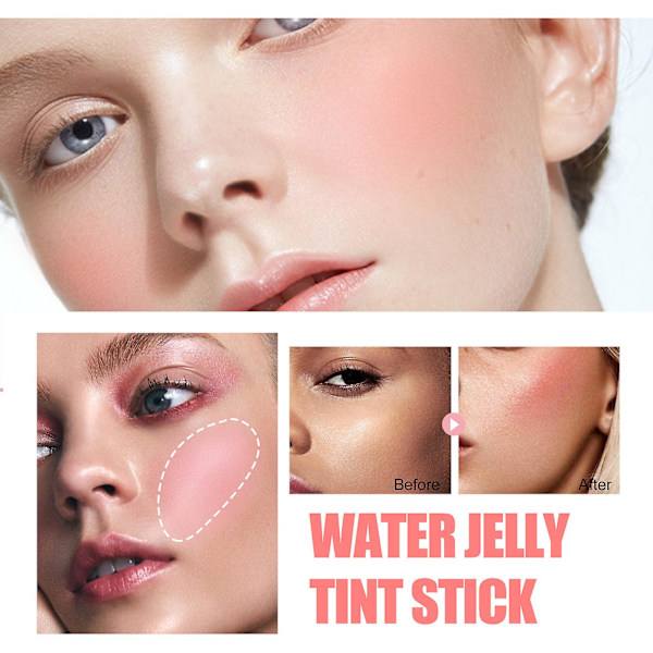 4 stk. Vann Jelly Tint Stick, Kjølende Vann Jelly Tint, Sheer Lip & Cheek Stain, Byggbar Akvarell Finish, Vegansk, Cruelty Free