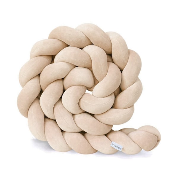 Sengbeskytter til sprinkelseng, Nyfødt Baby Bomulls Pute, Ideell Reise Seng, Baby Søt Fløyels Pute, Beige, 2M