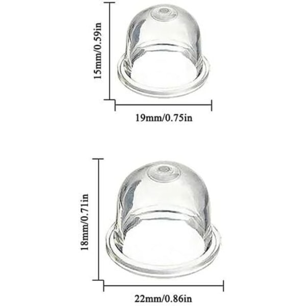 12 stk Primerpumpe for forgasser 19 mm og 22 mm Primerpumpe Primer Tilbehør til buskrydder motorsag blæser trimmer
