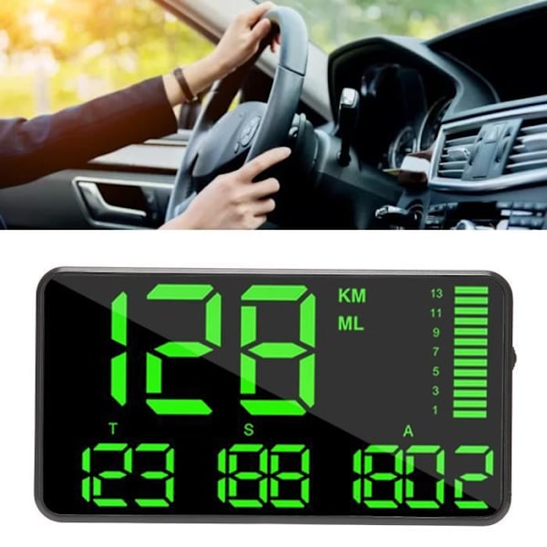 HURRISE HUD-skjerm Universal Black Car HUD Display GPS Satellitt Hastighetsmåling Tretthetskjøring Alarm USB Strømforsyning