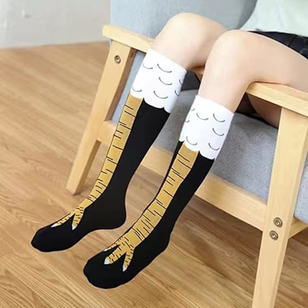 Par kyllingefodsokker, sjove kyllingesokker (lang model + kort model)