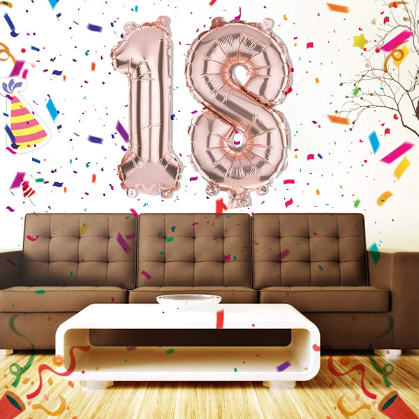 18 års fødselsdagsdekoration, festballoner 18 års nummerballoner til 18 års bryllupsdag Fødselsdagsfest dekoration heliumballoner (18 R