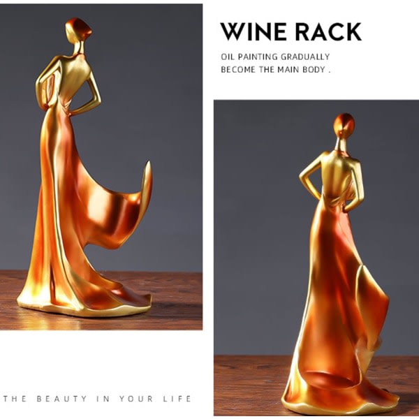 Vinstativ, vinflaskeholder til én flaske, vinstativ i moderne stil, bordplade og bordplade, dekorationer i midten af spisebordet, opbevaringsstativ (guld)