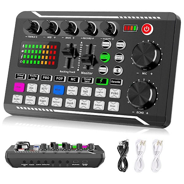 F998 Live Sound Card Audio Mixer Podcast, Stemmeveksler til mikrofon Karaoke