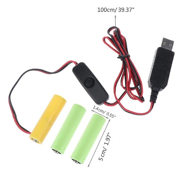 4.5v Lr6 Aa Dummy batteri Aa battereliminator USB-kabel med strömbrytare