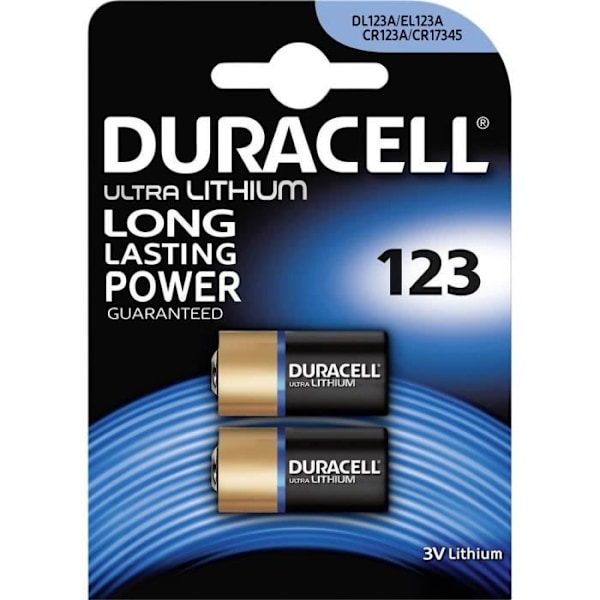 2x 123 Duracell 3V Ultra Litiumbatteri - DL123A/EL123A/CR123A/CR17345 Blister