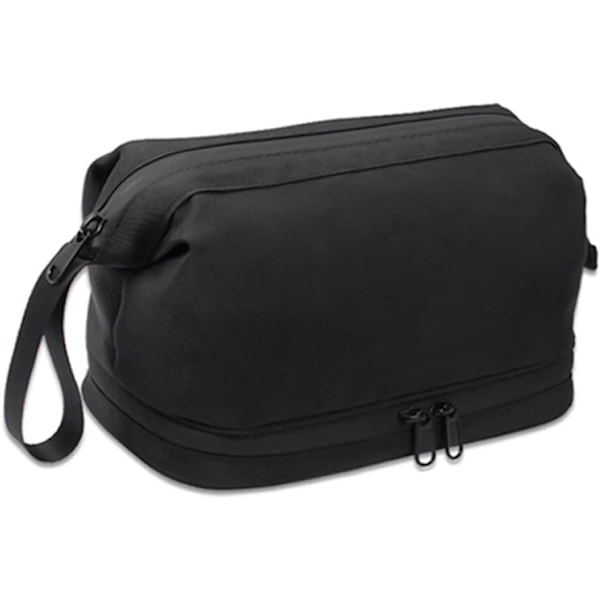 Black toiletry bag waterproof cosmetic bag for men and women large double space travel organizer f