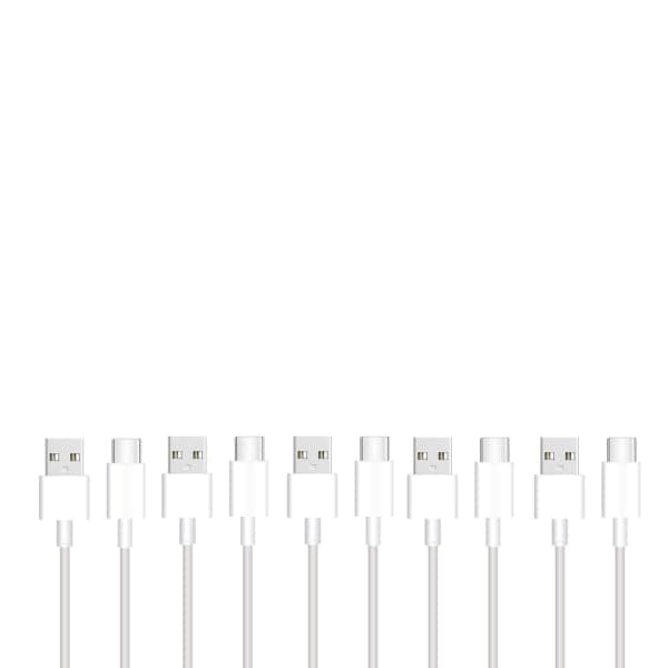 5-pack 1M Type-C Laddningskabel/Laddsladd Vit